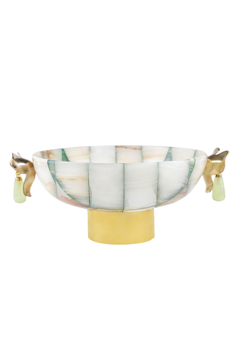 Luna mosaic bowl w/ brass stand