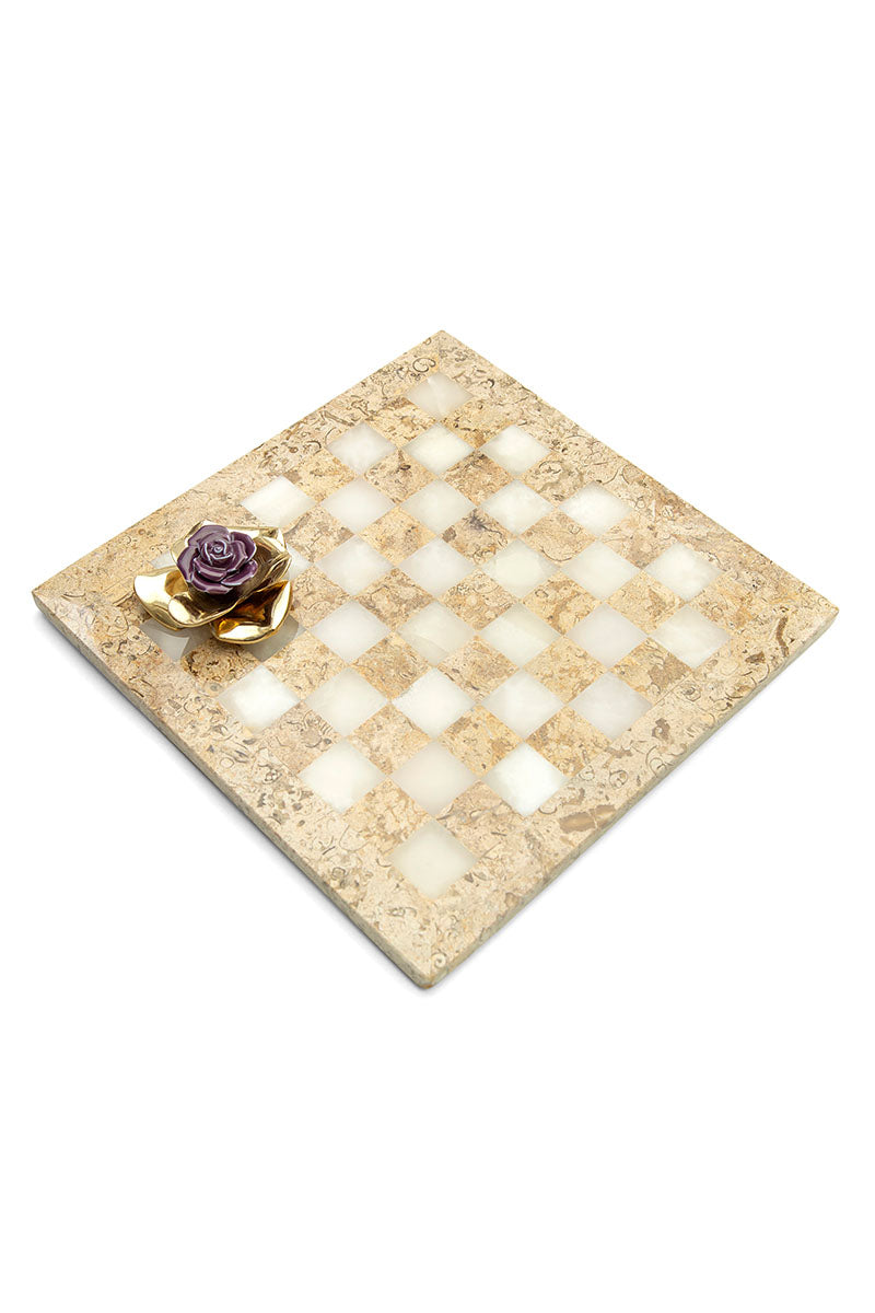 Checkmate with porcelain and brass rose