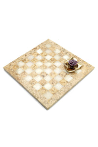 Checkmate with porcelain and brass rose