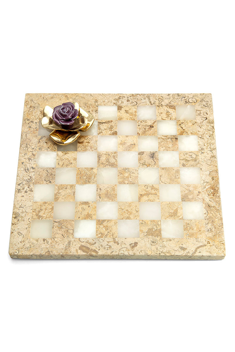 Checkmate with porcelain and brass rose